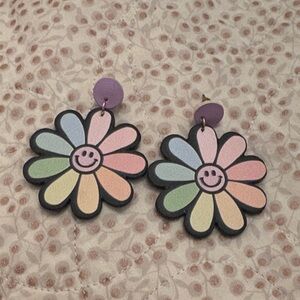 PASTEL Flower Earrings Groovy Dangle Earrings